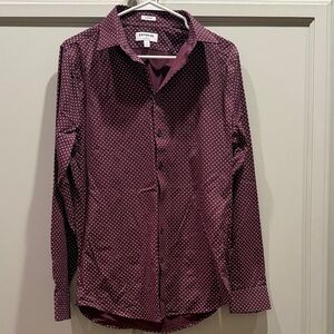 Express Men's Maroon Dot Pattern Shirt
